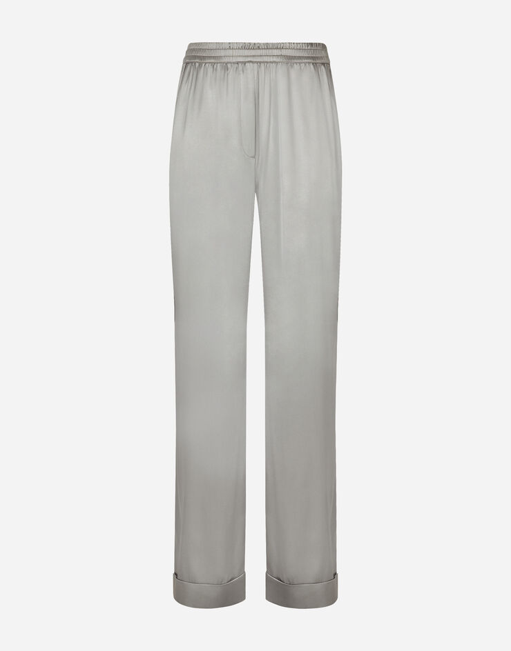 Dolce & Gabbana KIM DOLCE&GABBANA Pantalon de pyjama en satin avec passepoil Gris FTCWXTFUACD