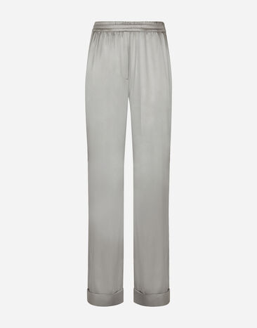 Dolce & Gabbana KIM DOLCE&GABBANA Satin pajama pants with piping Silver BB7116AN241