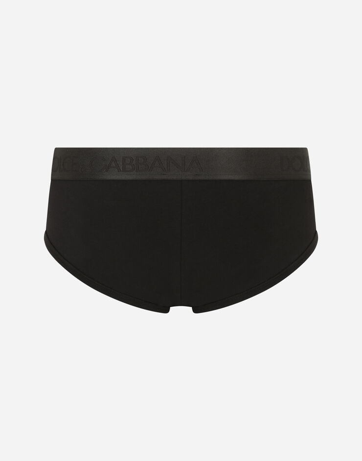 Dolce & Gabbana Slip Brando cotone bielastico con patch DG Nero M3D35JOUAIG