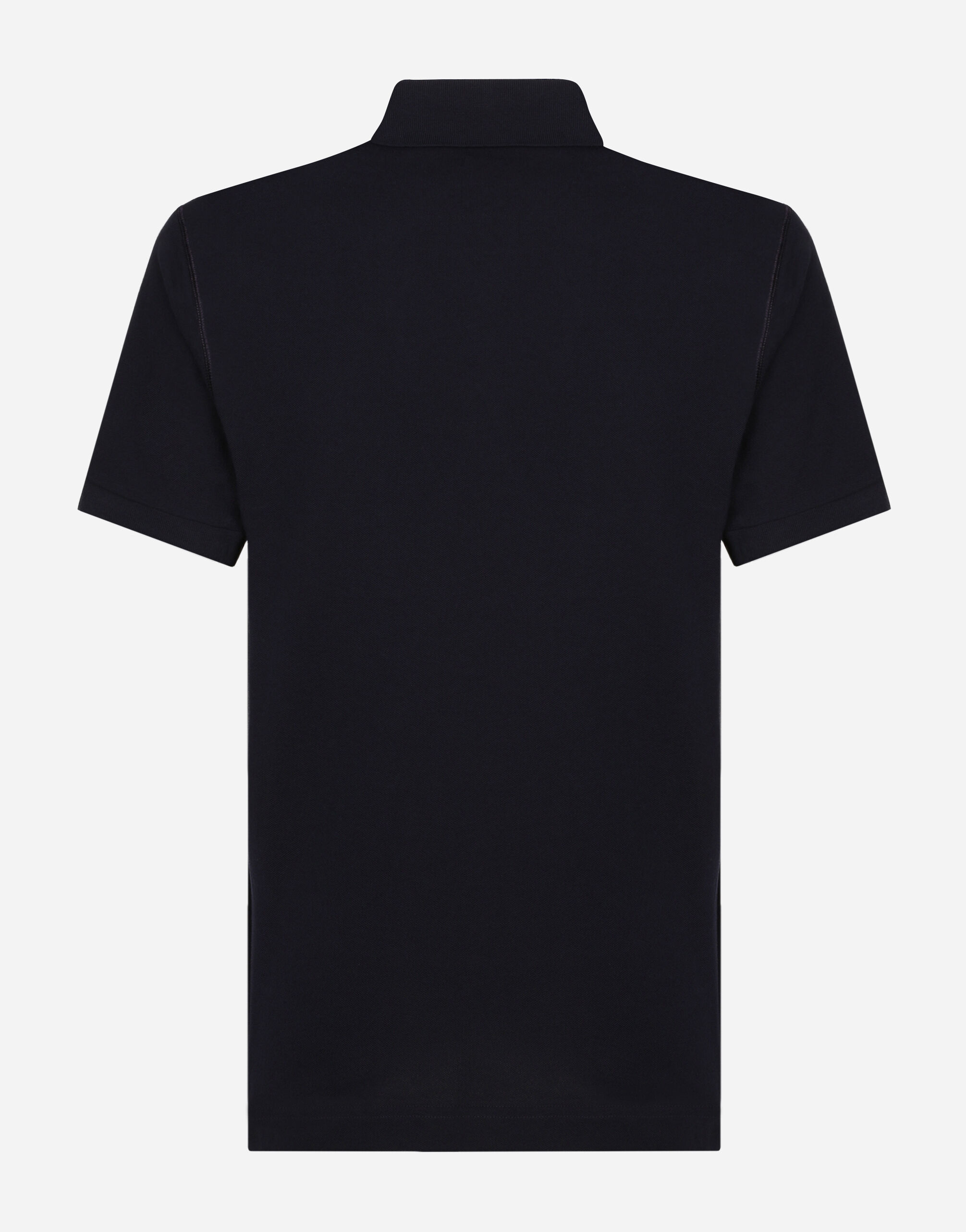 Polo en pique de algodon con placa con logotipo en Azul de Hombre Dolce Gabbana