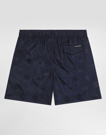 Dolce & Gabbana Jacquard-print fabric swim trunks with DG logo print Blue L4J818ON04T