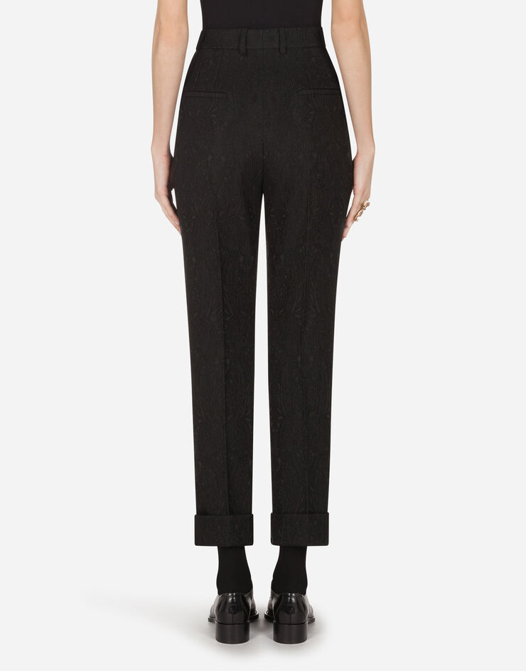 Dolce & Gabbana FLORAL JACQUARD PANTS BLACK FTBQYTFJRCM