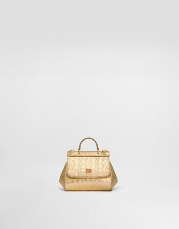 Dolce & Gabbana Calfskin Sicily crossbody bag with crocodile print Azure EB0003AS014