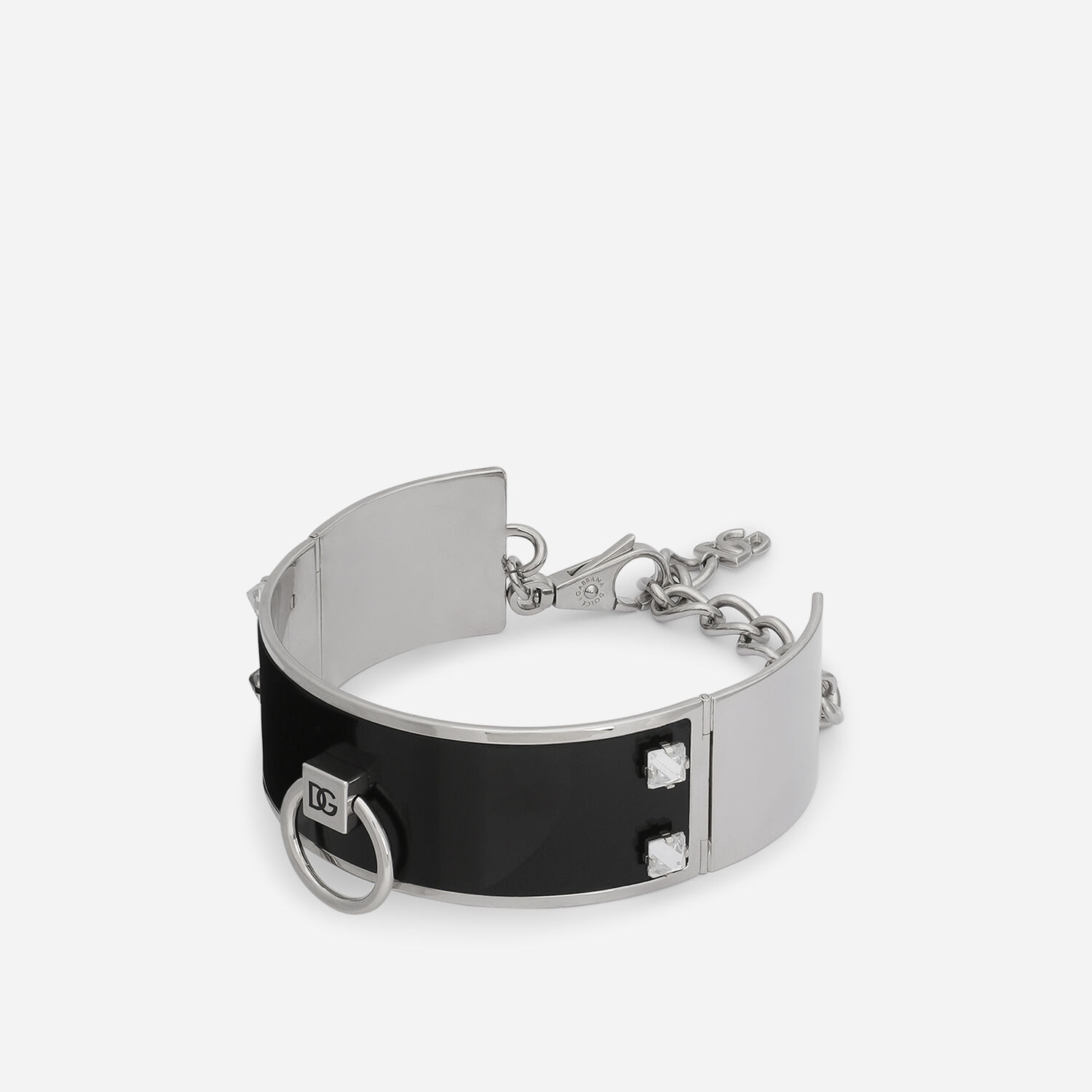 for rigid US | Dolce&Gabbana® in Silver and Leather choker brass