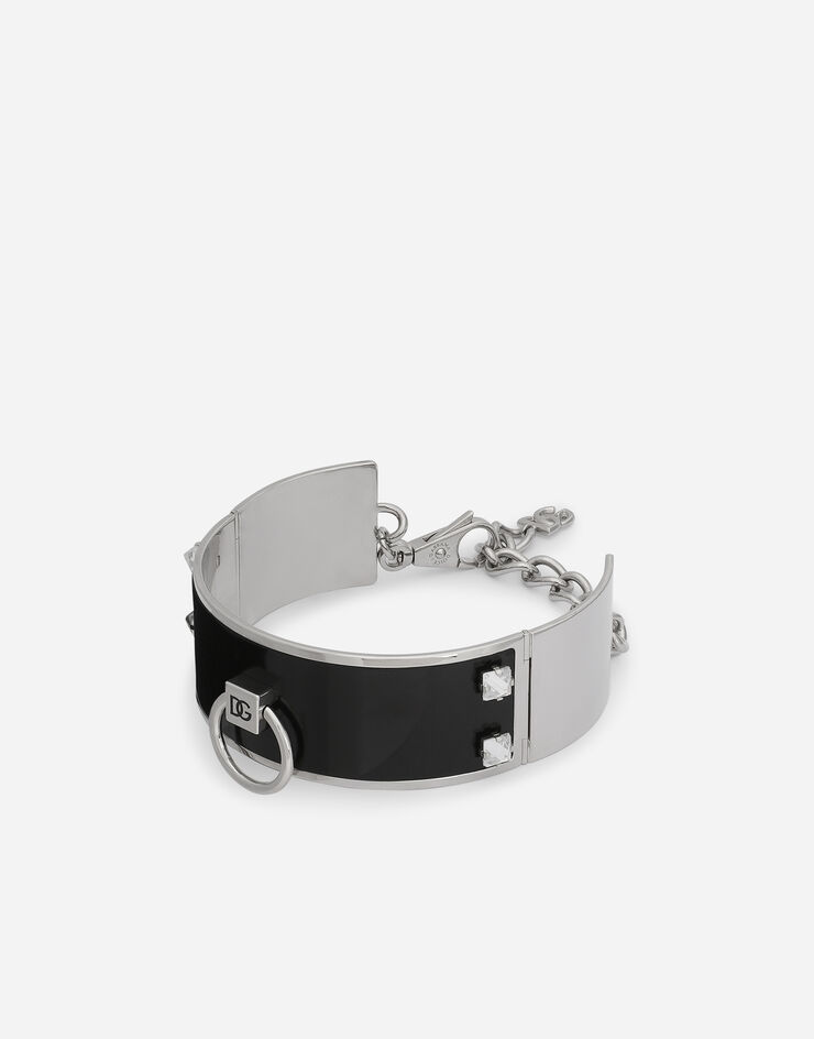 Dolce & Gabbana Leather and brass rigid choker Silver WNO6L2W1111