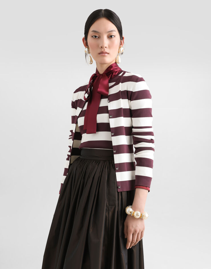 Dolce & Gabbana كارديجان فيسكوز مخطط بياقة دائرية متعدد الألوان FXV71TJAIQ8