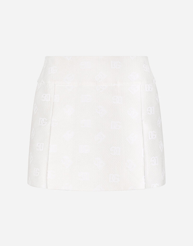 Dolce & Gabbana Minifalda de jacquard con motivo integral del logotipo DG Blanco F4CEATFJTBP