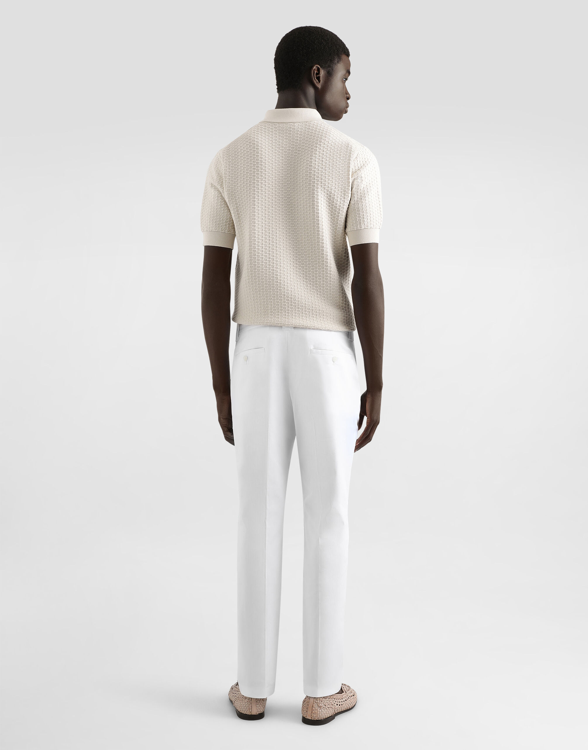 Cotton polo-shirt with embroidered logo in Beige for Men