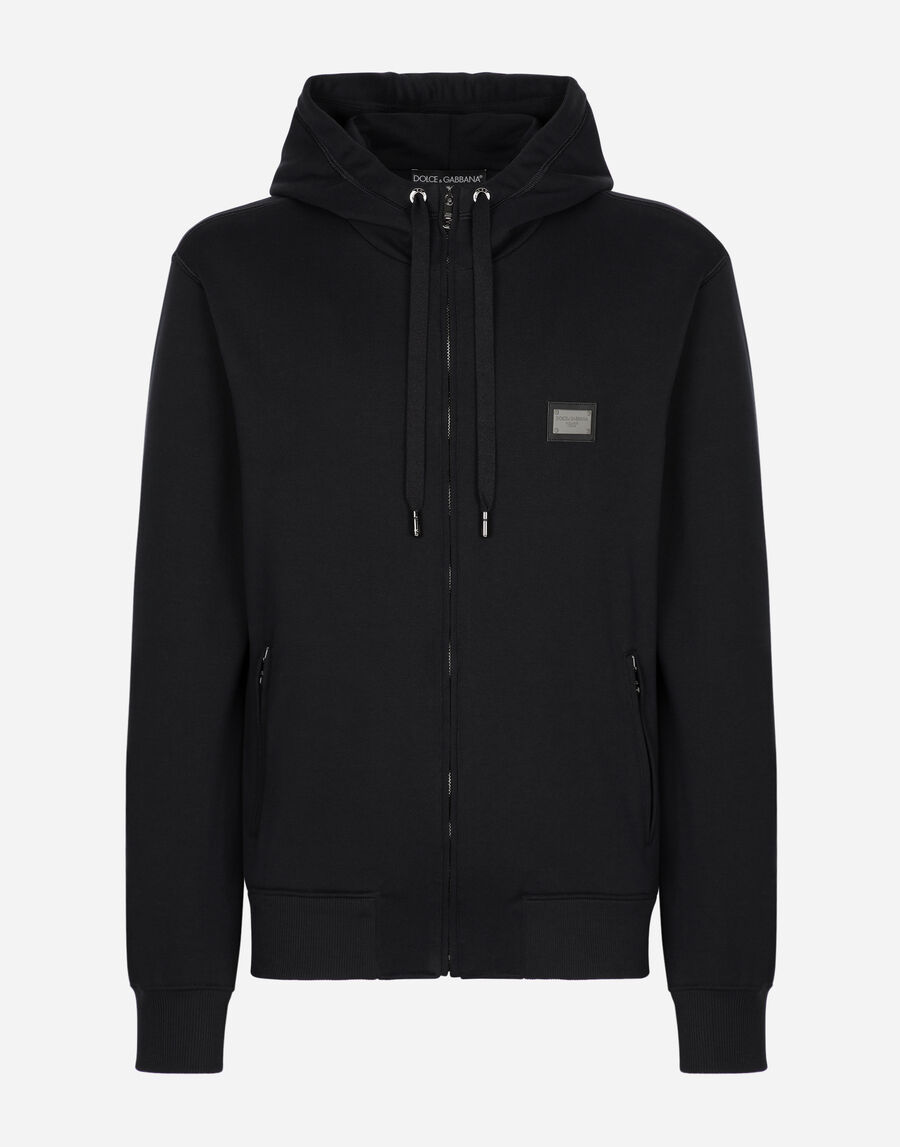 Jersey zip-up hoodie