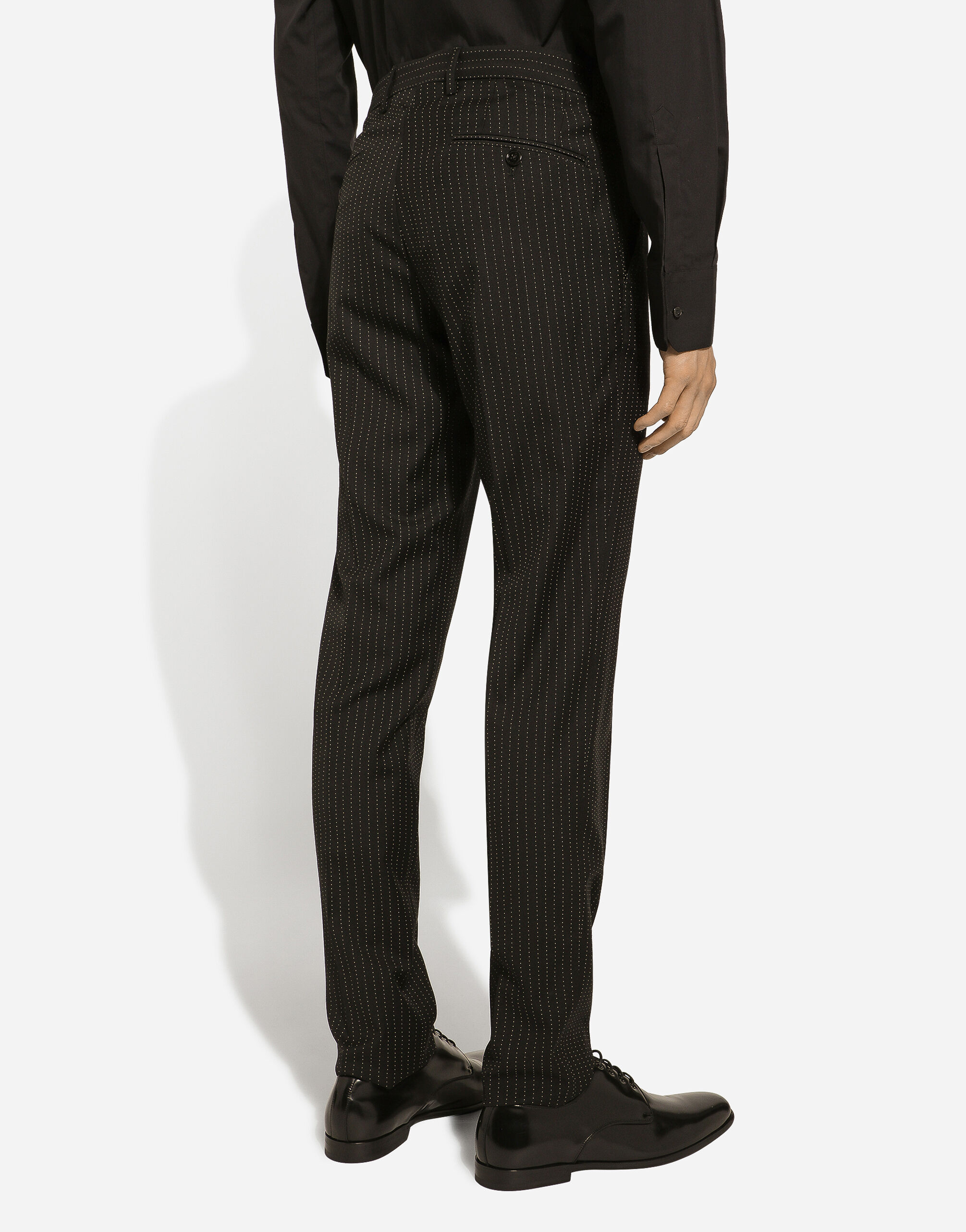 Tailored pinstripe virgin wool pants in Black for Men