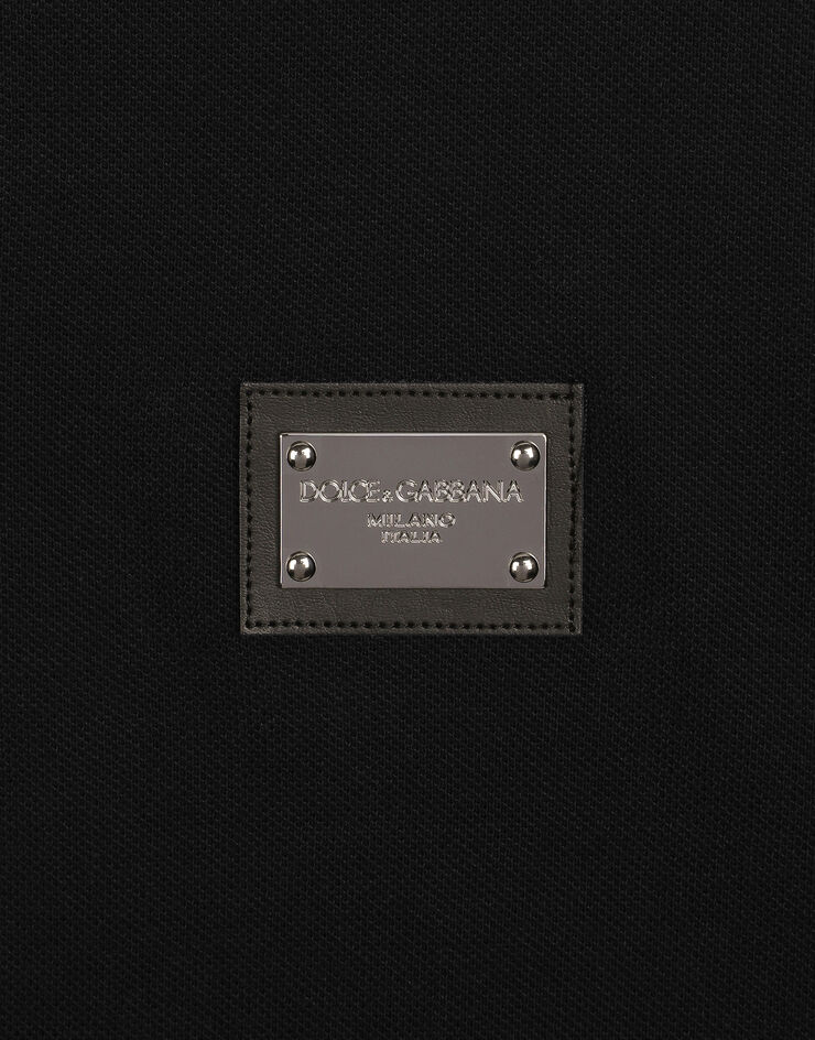 Dolce & Gabbana Polo en piqué de algodón con placa con logotipo Negro G8PL4TG7F2H