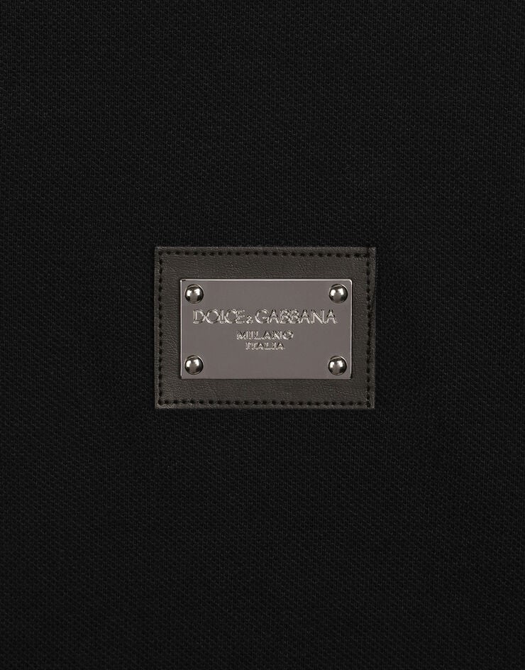 Dolce&Gabbana قميص بولو من قطن بيكيه ببطاقة موسومة أسود G8PL4TG7F2H
