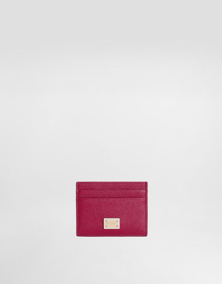 Dolce & Gabbana Portacarte in pelle di vitello dauphine Fucsia BI0330A1001