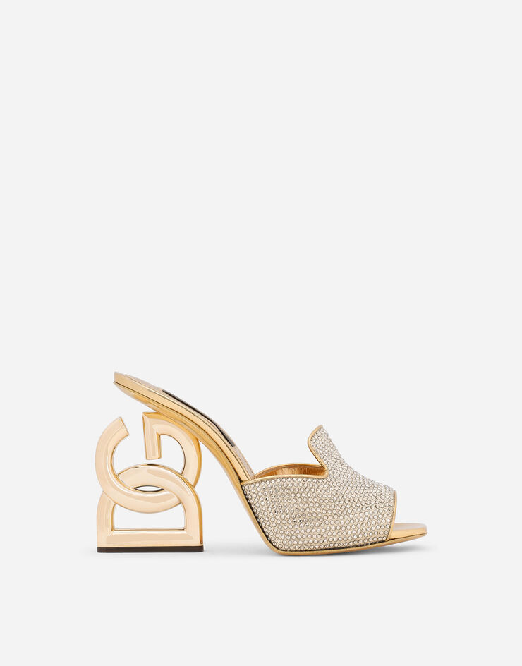 Dolce & Gabbana Mule in termostrass con tacco DG pop Oro CR1392B9O82