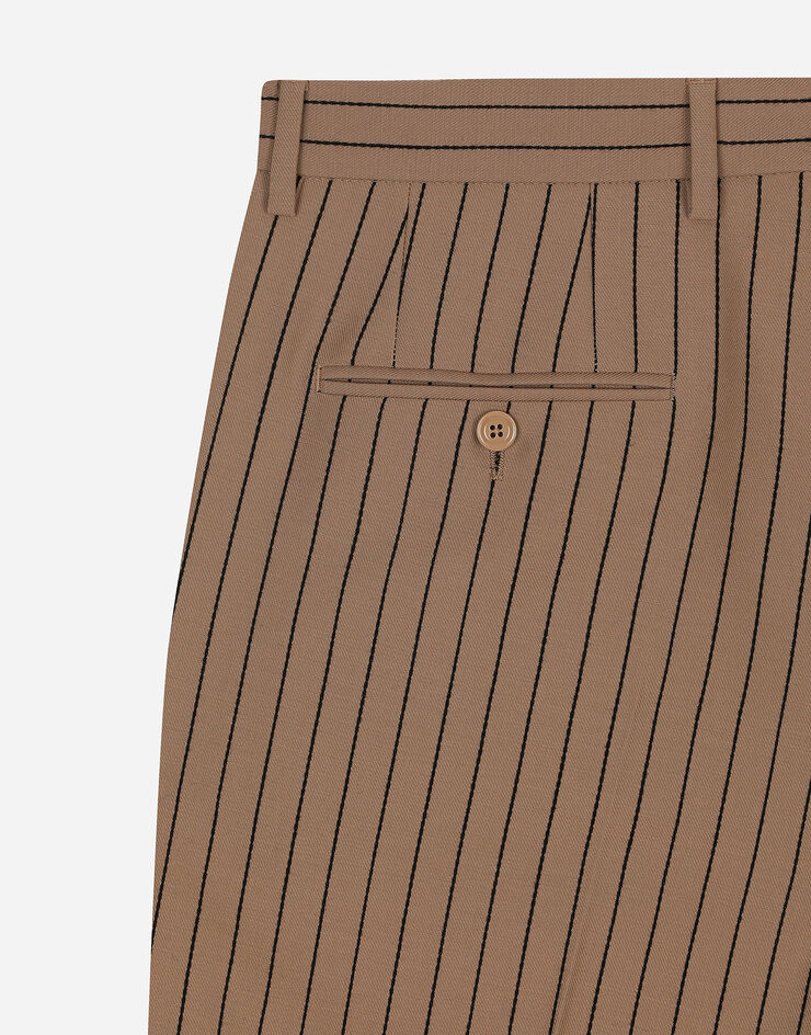 Dolce & Gabbana Pantalon jambe droite à rayures tennis Beige GYZMHTFR20N