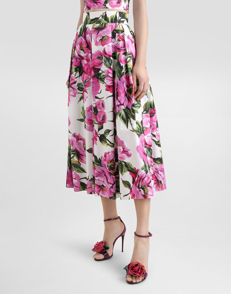 Dolce & Gabbana Peony-print cotton circle skirt Print F4CULTHS5S3