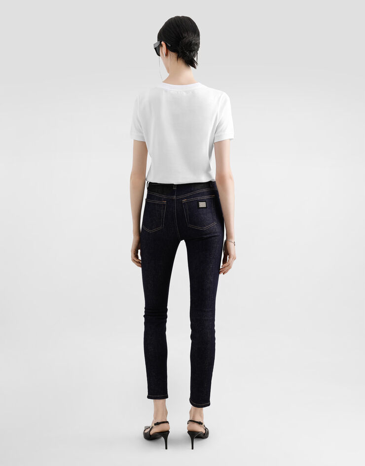 Dolce & Gabbana Jersey T-shirt with crystal DG embellishment White F8N08ZG7B3U