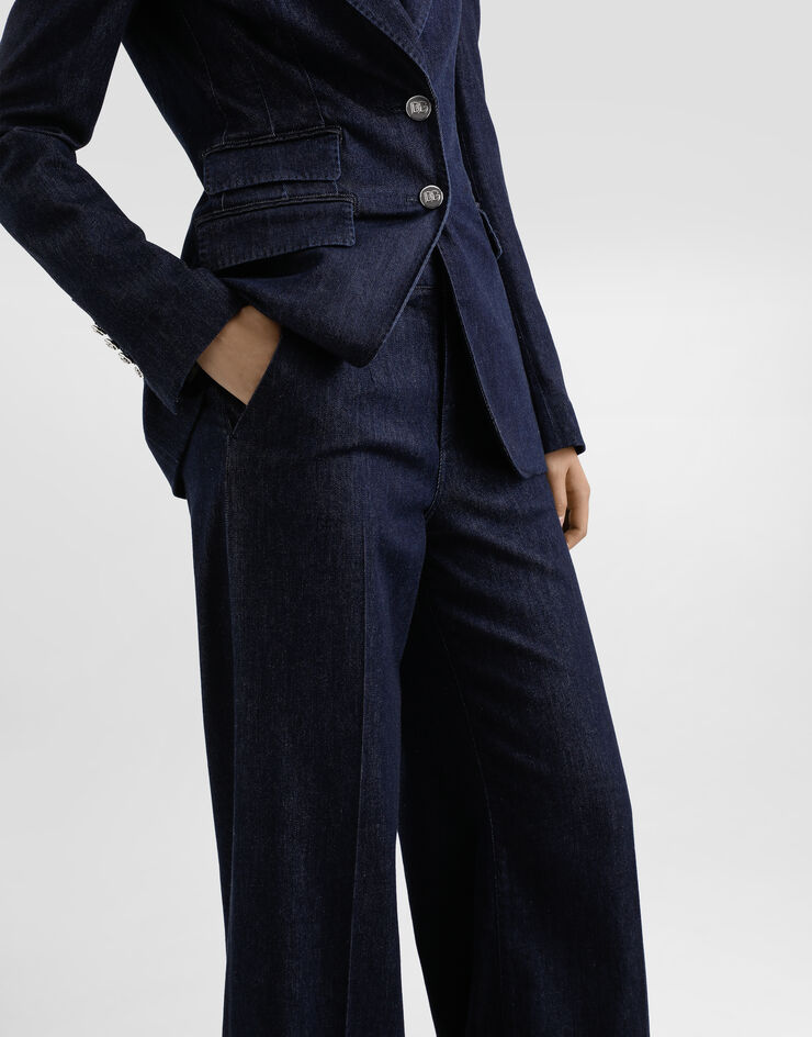 Dolce & Gabbana Pantaloni palazzo in denim di seta Multicolore FTC6YDG8MR3