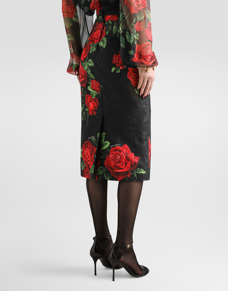 Dolce & Gabbana Falda en brocado con estampado de rosas Dolce & Gabbana Falda en brocado con estampado de rosas Multicolor F4CS8TFSTB4
