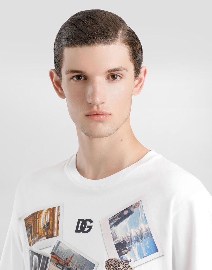 Dolce & Gabbana Cotton T-shirt with postcard print White G8PN9TG7O4R