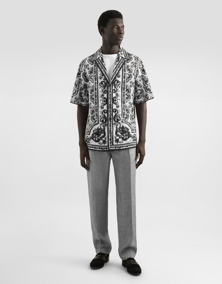 Dolce & Gabbana Hose aus Leinenstoff Délavé Grau GP12PTFU4MF