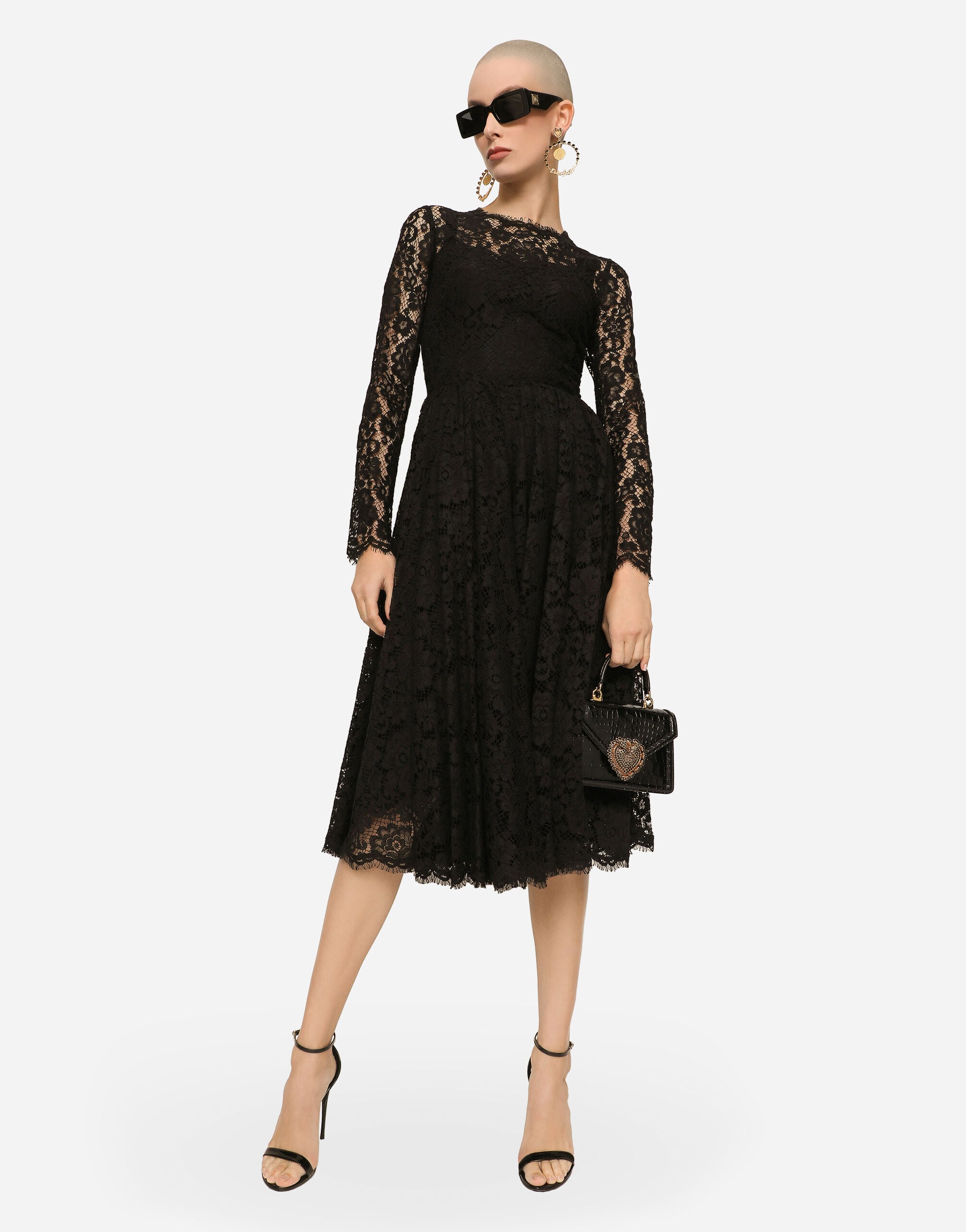 ブラックのウィメンズ ロンゲットドレス レース | Dolce&Gabbana®