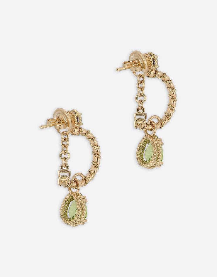 Dolce & Gabbana 18 kt yellow gold earrings  with multicolor fine gemstones Yellow Gold WEQR2GWPETZ