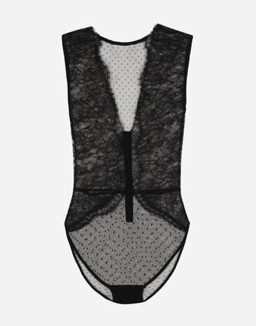 Dolce & Gabbana Bodi escotado de encaje Negro O9A21THLMUY