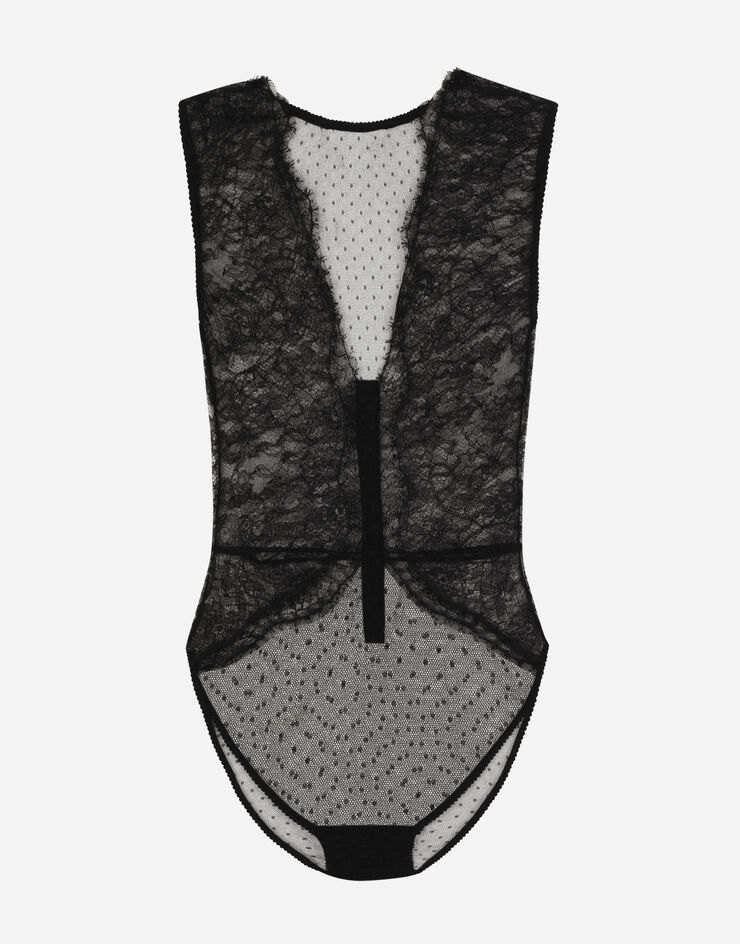 Dolce & Gabbana Lace bodysuit with plunging neckline Black O9A21THLMUY