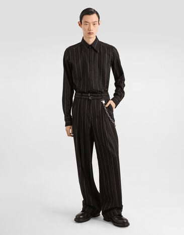 Dolce & Gabbana Pinstriped flannel shirt Multicolor G5NP9TFRZAP