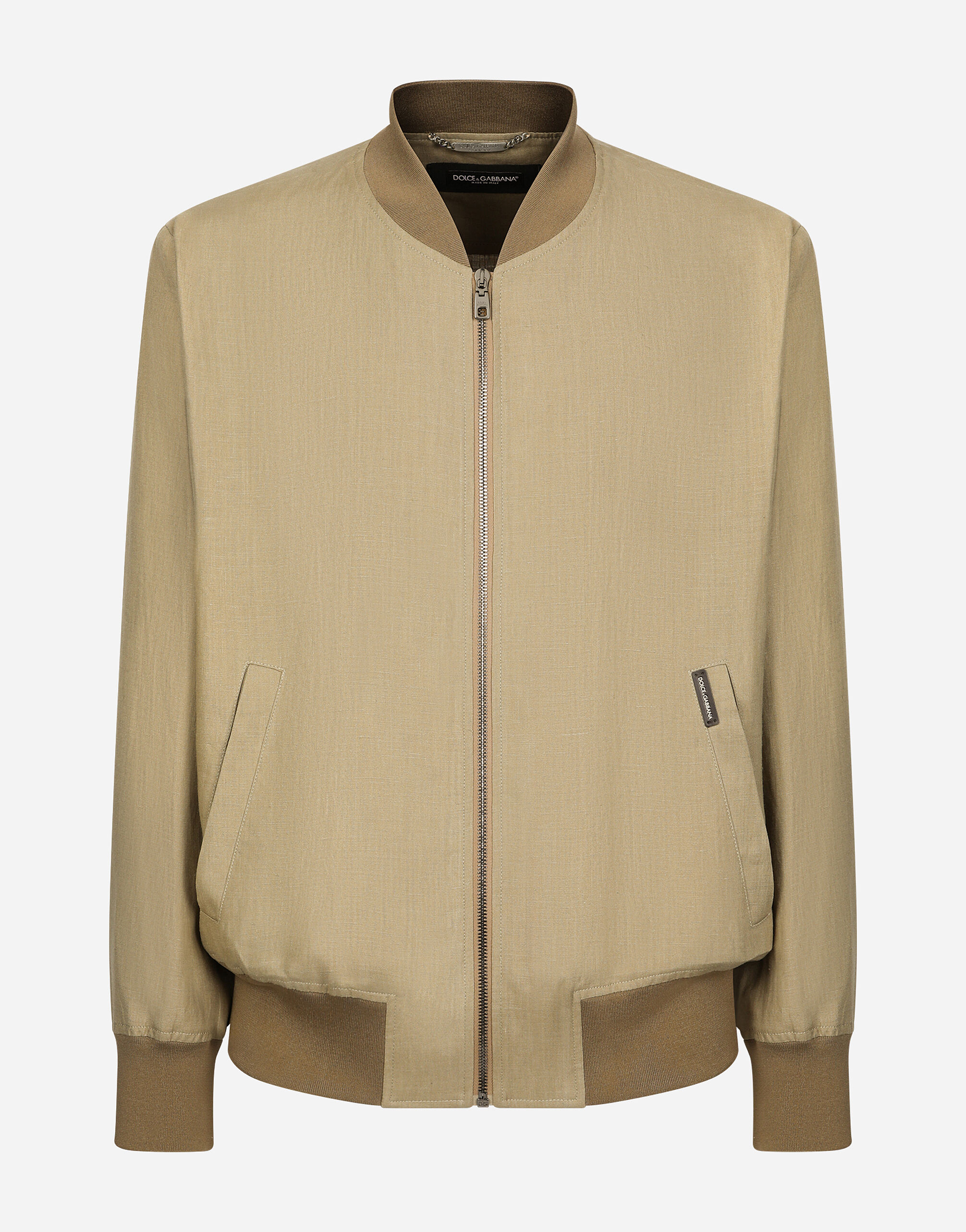 Bomber de lino sin forro en Beige de Hombre Dolce Gabbana