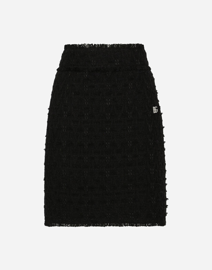 Dolce & Gabbana Jupe en tissu natté à fente latérale Noir F4CB0TFUTBI