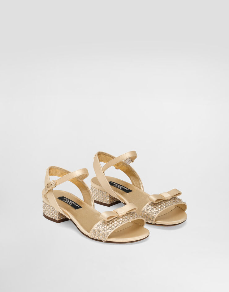 Dolce & Gabbana Satin sandals with glittery polka-dots and rhinestones Gold D11305A4772