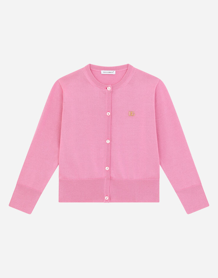 Dolce & Gabbana Silk cardigan with DG logo embroidery Pink L5KWF9JASR3