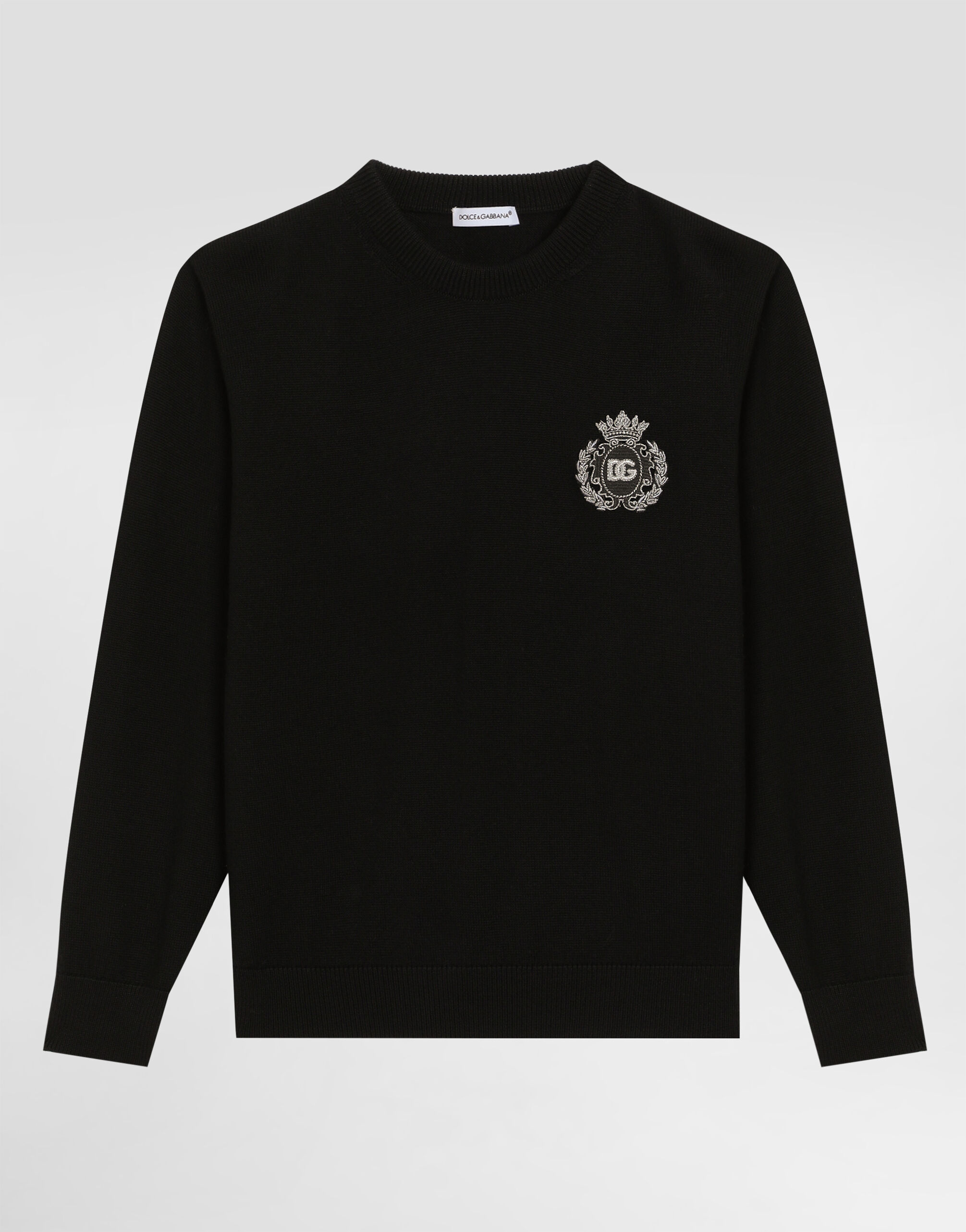 DOLCE & GABBANA ブラックリブ編みセーター Dolce & Gabbana 黒 リブ編み ニット