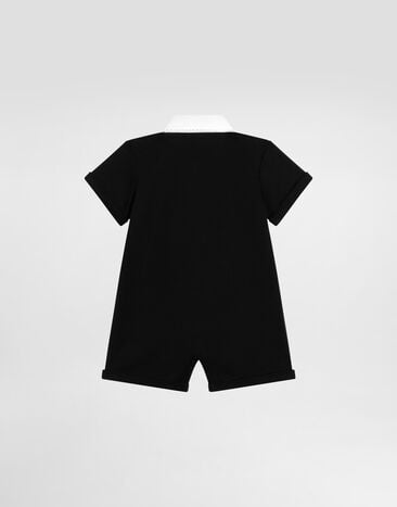 Dolce & Gabbana Interlock and piqué romper with bee and DG logo embroidery Multicolor L1JOBCG7PHL