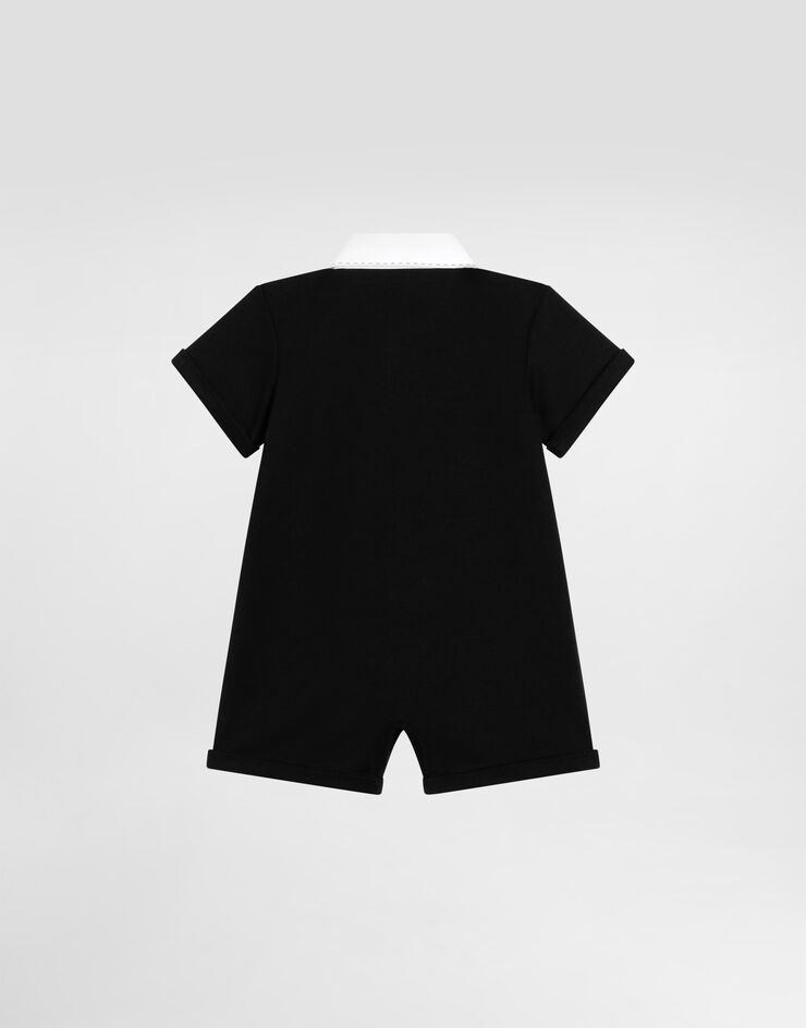 Dolce & Gabbana Interlock and piqué romper with bee and DG logo embroidery Multicolor L1JOBCG7PHL