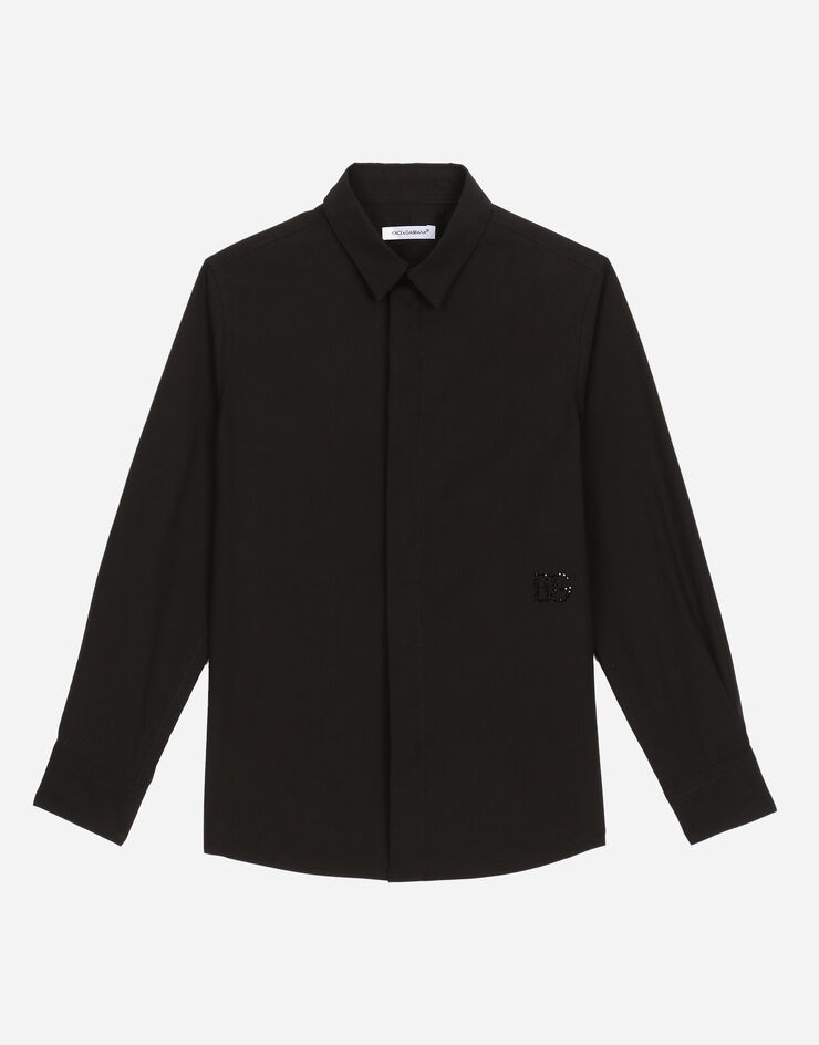 Dolce & Gabbana Camicia in popeline con logo DG Nero L43S92G7K2L