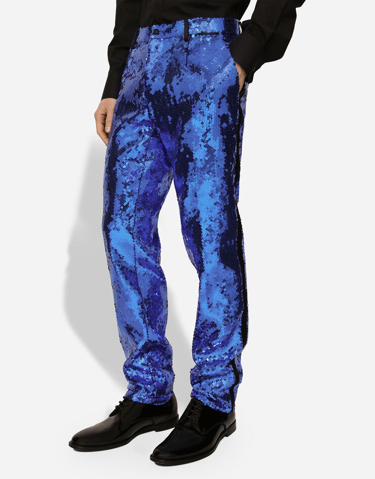 Dolce & Gabbana Abito tuxedo sicilia monopetto in paillettes Multicolore GKOSMTFLSEP