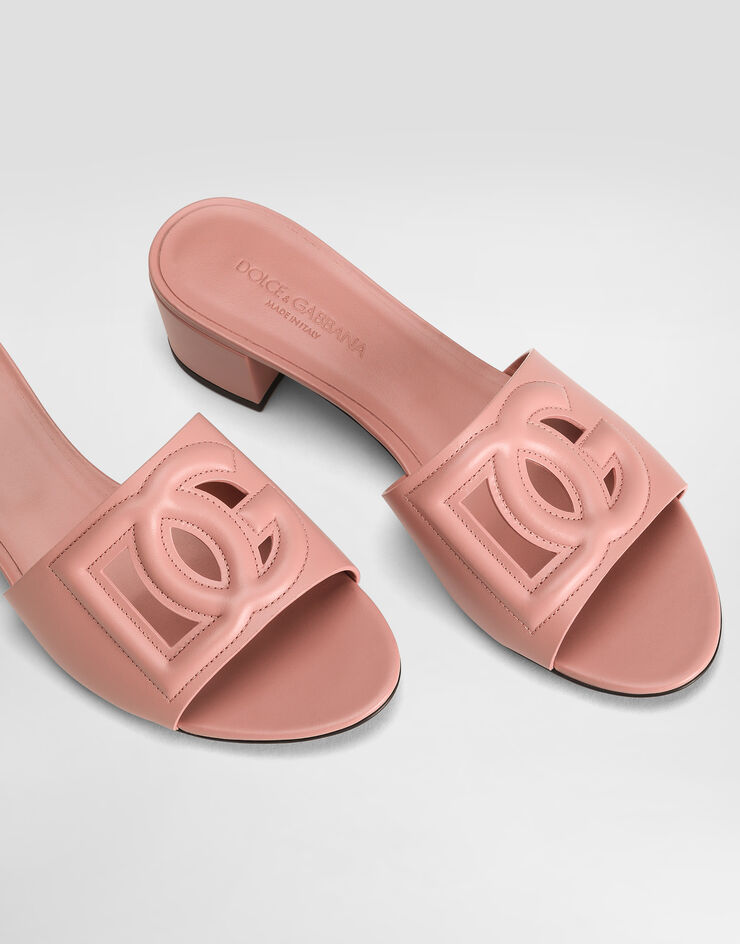 Dolce & Gabbana Mules en cuir de veau à logo DG Rose CR1755AY329