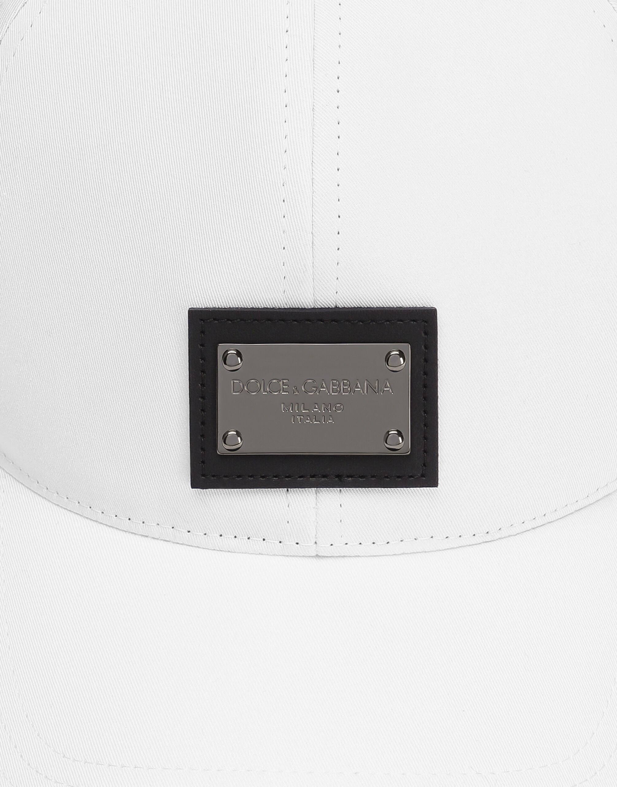 Cotton baseball cap with branded tag in White for Men