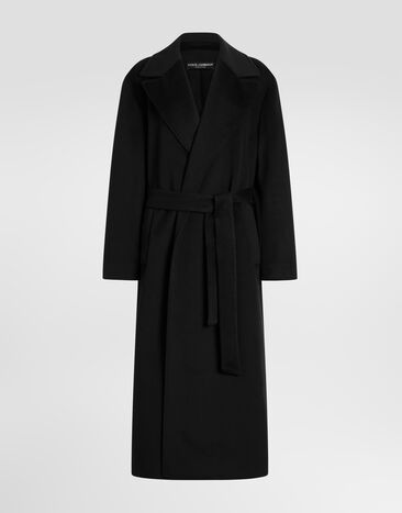 Dolce & Gabbana Abrigo cruzado en lana Negro F0W6TTHU2CA