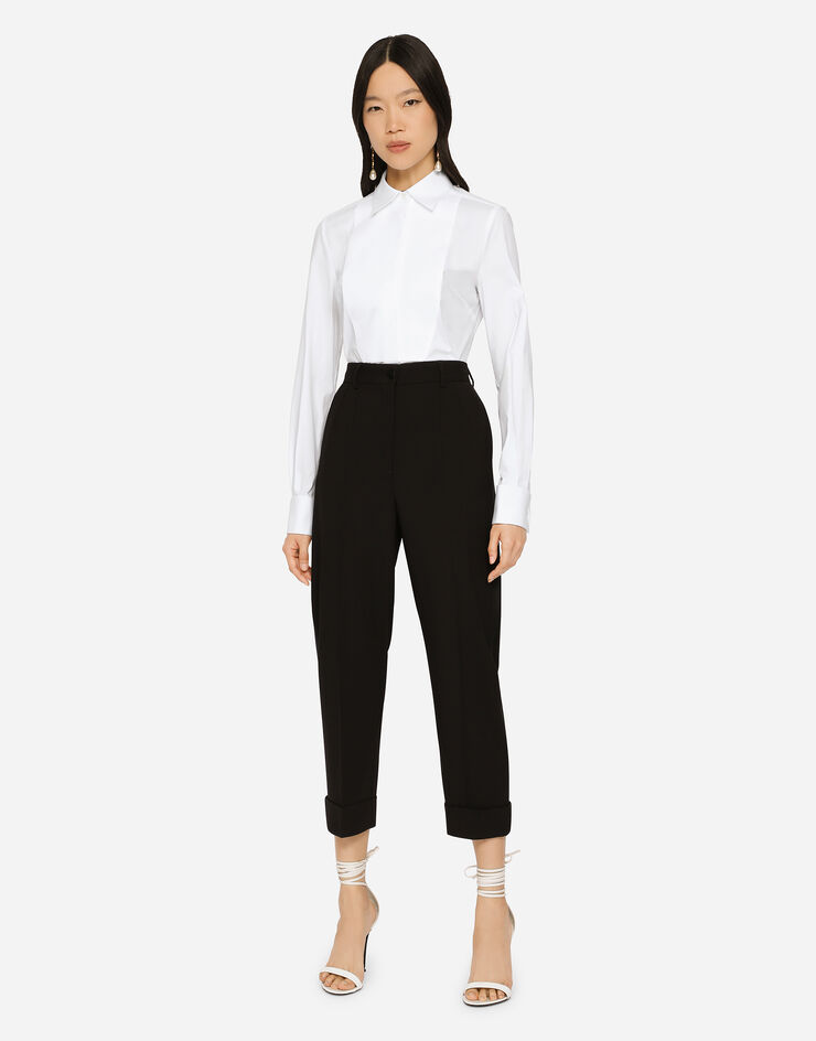 Dolce & Gabbana Woolen pants with turn-ups Black FTB72TFUBAJ