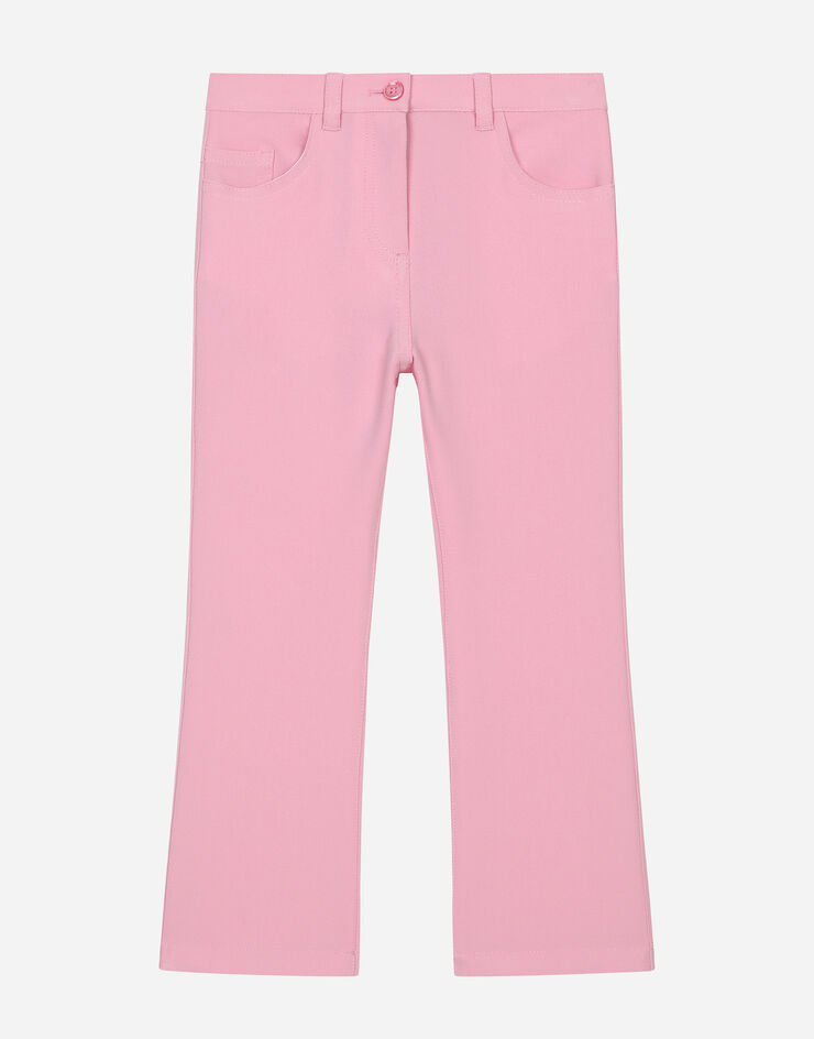 Dolce & Gabbana Pantaloni flare in cady con logo DG Rosa L52F74G7M4Q