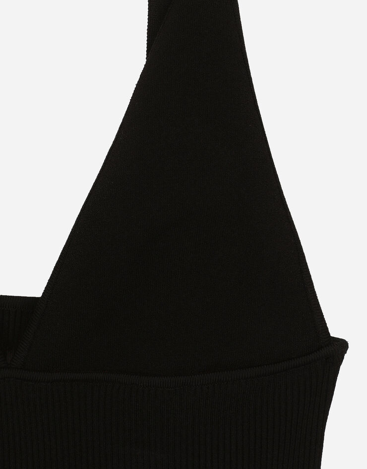 Dolce & Gabbana Camiseta sin mangas en punto de viscosa Negro FXL05TJFME0