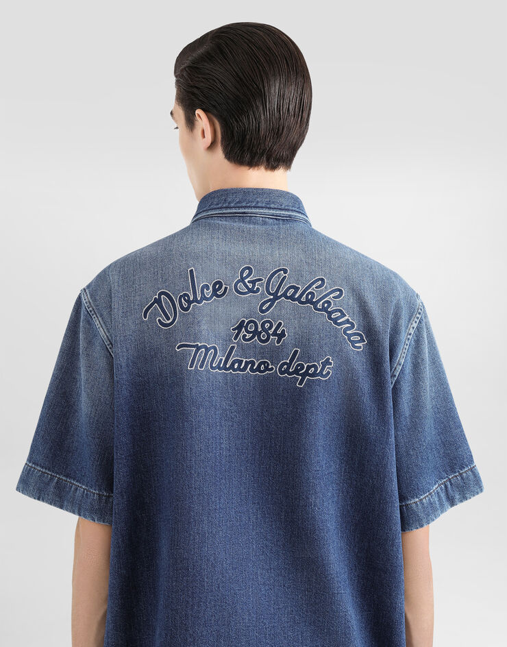 Dolce & Gabbana Denim shirt with logo Multicolor G5MQ8ZG8MK5