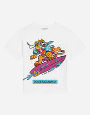 Dolce & Gabbana Jersey T-shirt with mascot print Blue LB4H80G7HY5