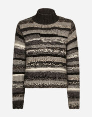 Dolce & Gabbana Wool sweater with contrasting uneven stripes Black GXN41TJEMI9