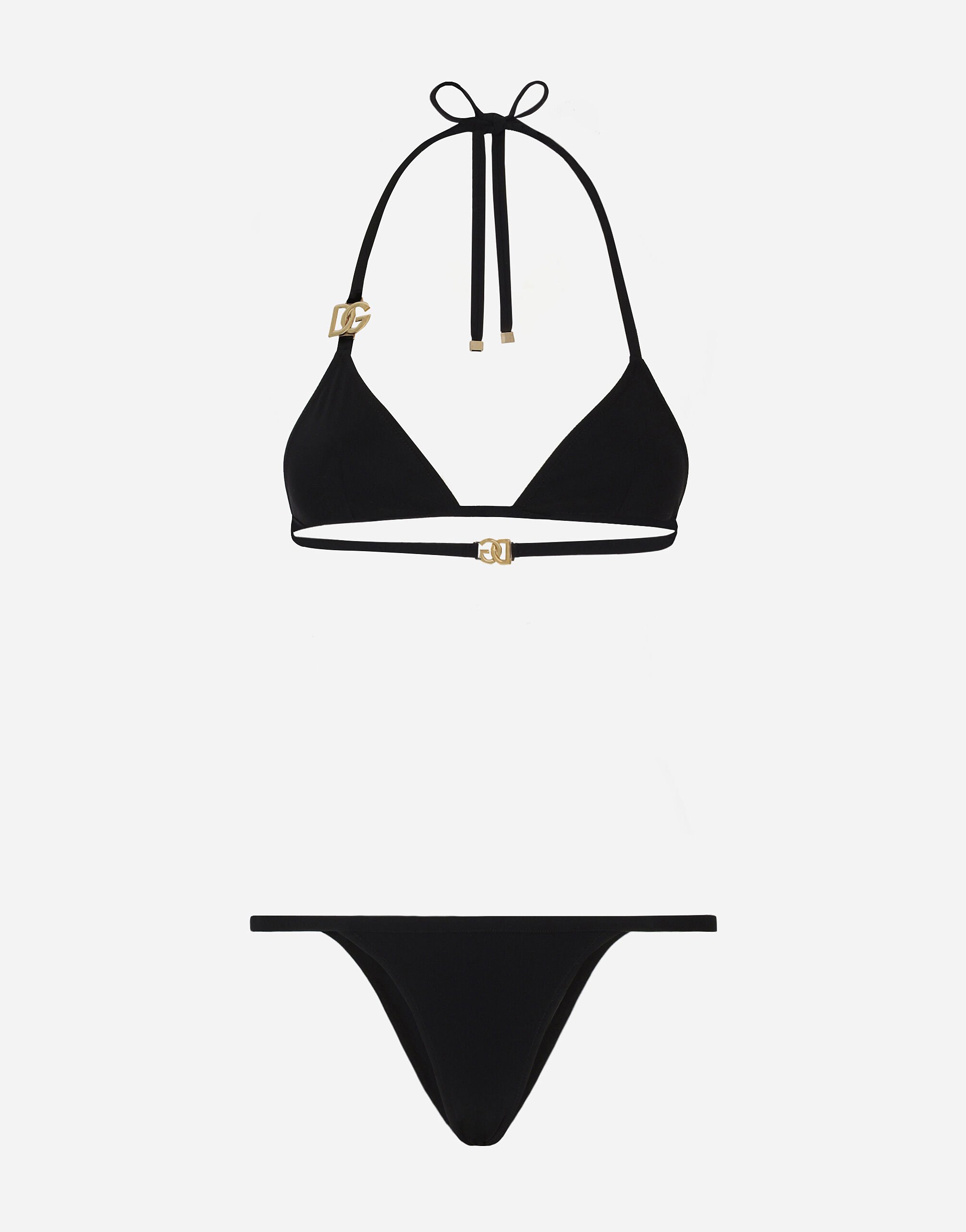 Dolce & Gabbana Triangle bikini with DG logo Black O8B76JONO12