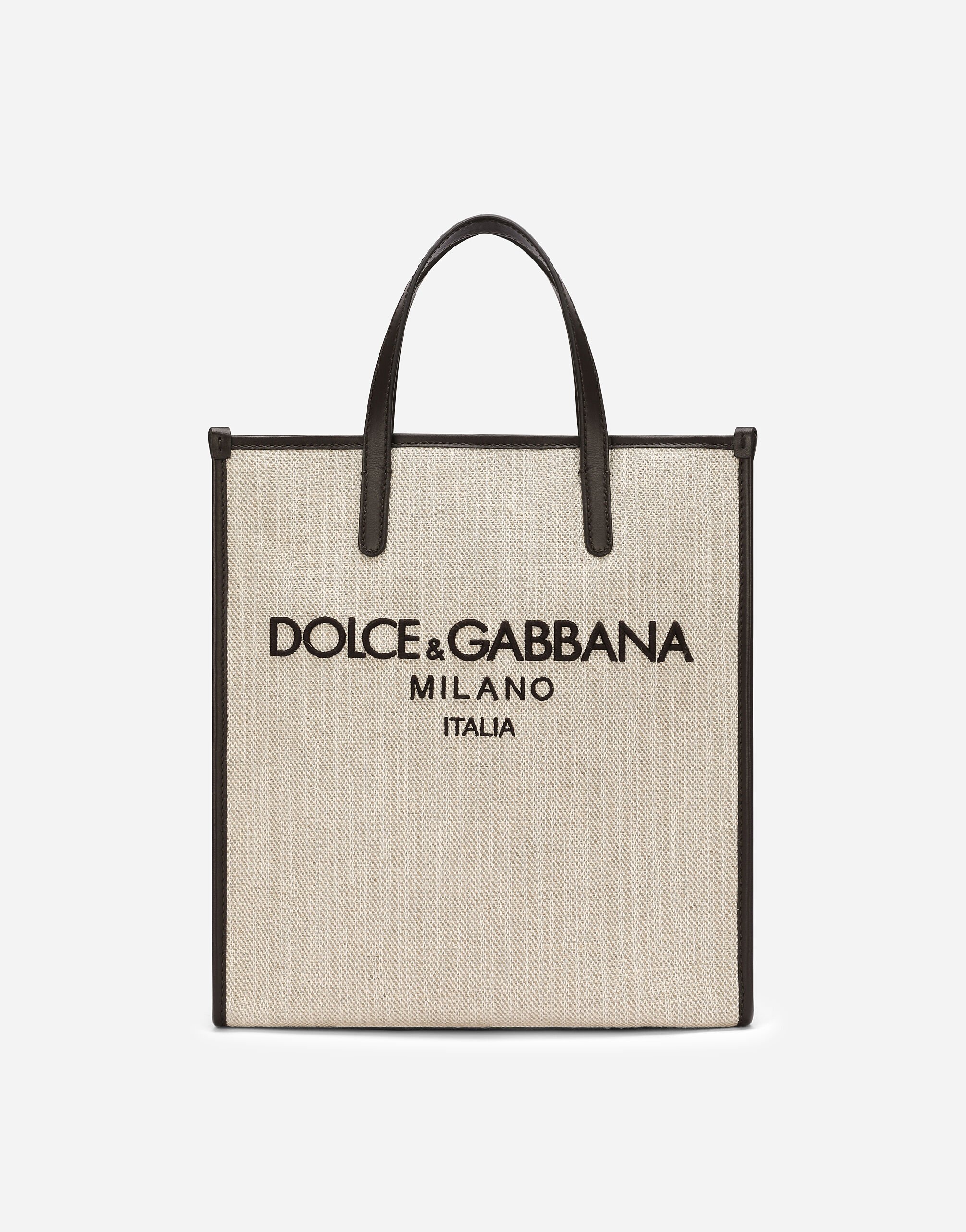 Dolce & Gabbana Kleiner Shopper aus strukturiertem Canvas Beige BM2259AN233